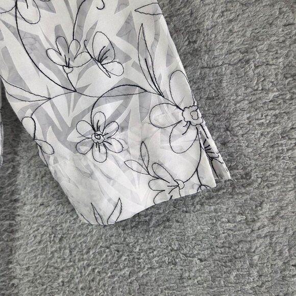 ALFRED DUNNER Floral Blouse Semi Sheer Top 18 White Black Boho Office Siren - Picture 5 of 8